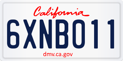 CA license plate 6XNB011