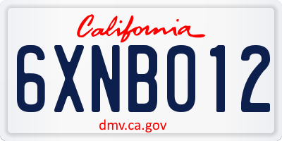 CA license plate 6XNB012