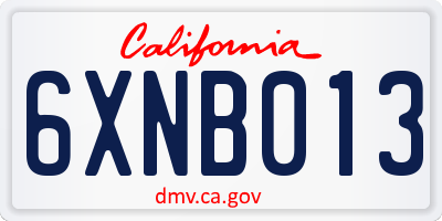 CA license plate 6XNB013