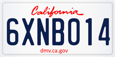 CA license plate 6XNB014