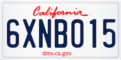 CA license plate 6XNB015
