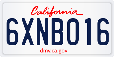 CA license plate 6XNB016