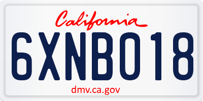 CA license plate 6XNB018
