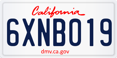 CA license plate 6XNB019