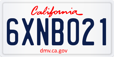 CA license plate 6XNB021