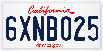 CA license plate 6XNB025