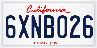 CA license plate 6XNB026