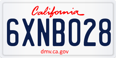 CA license plate 6XNB028