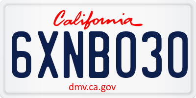 CA license plate 6XNB030