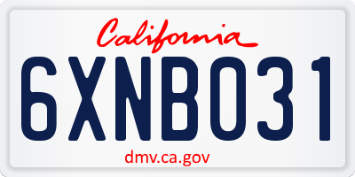 CA license plate 6XNB031
