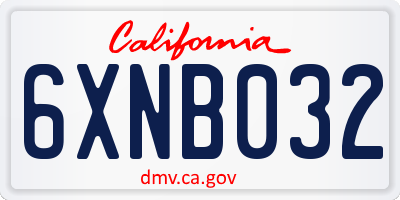 CA license plate 6XNB032
