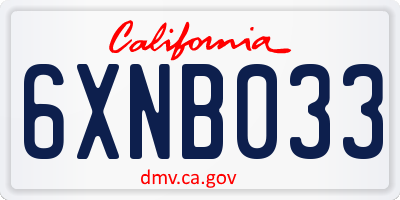 CA license plate 6XNB033