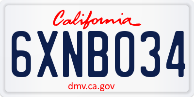 CA license plate 6XNB034