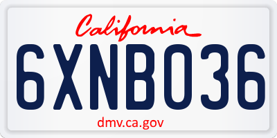 CA license plate 6XNB036