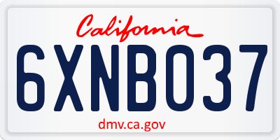 CA license plate 6XNB037