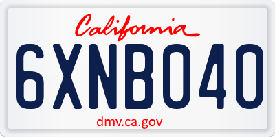 CA license plate 6XNB040