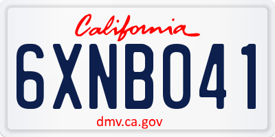 CA license plate 6XNB041