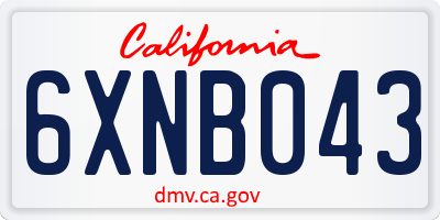 CA license plate 6XNB043