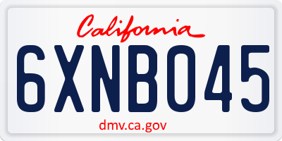 CA license plate 6XNB045