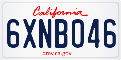 CA license plate 6XNB046