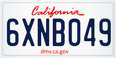CA license plate 6XNB049