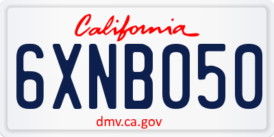 CA license plate 6XNB050