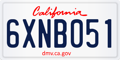 CA license plate 6XNB051