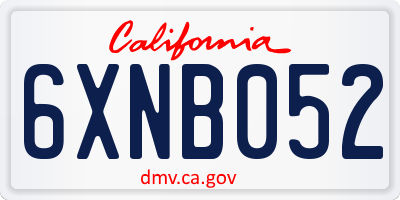 CA license plate 6XNB052