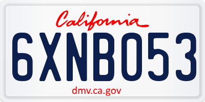 CA license plate 6XNB053