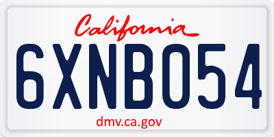 CA license plate 6XNB054