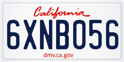 CA license plate 6XNB056