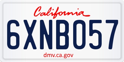 CA license plate 6XNB057