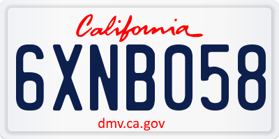 CA license plate 6XNB058