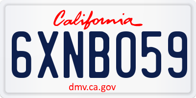 CA license plate 6XNB059