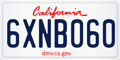 CA license plate 6XNB060