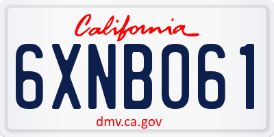 CA license plate 6XNB061