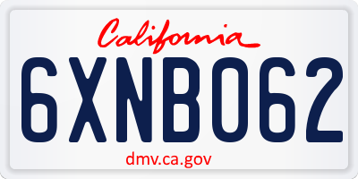 CA license plate 6XNB062