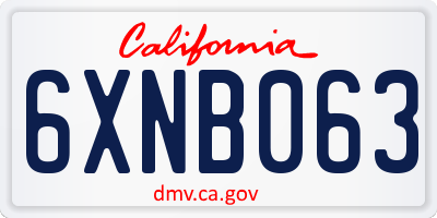 CA license plate 6XNB063