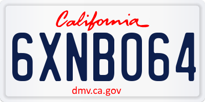 CA license plate 6XNB064
