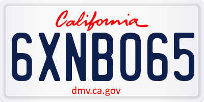 CA license plate 6XNB065