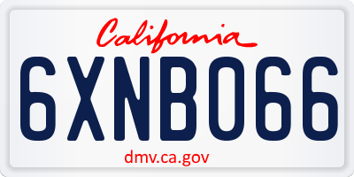 CA license plate 6XNB066