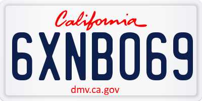 CA license plate 6XNB069
