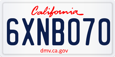 CA license plate 6XNB070