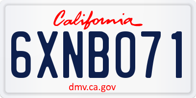 CA license plate 6XNB071