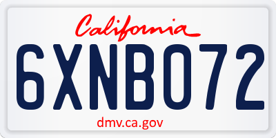 CA license plate 6XNB072