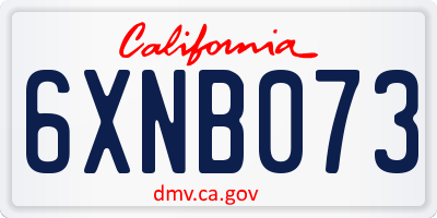 CA license plate 6XNB073