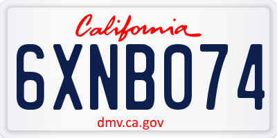 CA license plate 6XNB074