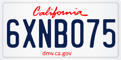 CA license plate 6XNB075
