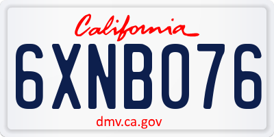 CA license plate 6XNB076