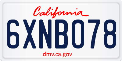CA license plate 6XNB078